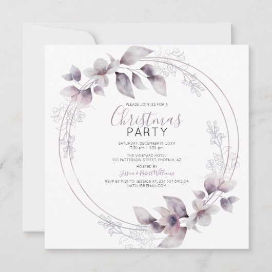 Eleganter Aquarellrahmen | Weihnachtsfeier Einladung (Vorderseite)