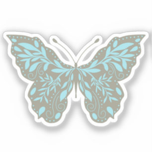 Eleganter aquatischer botanischer Schmetterling Aufkleber