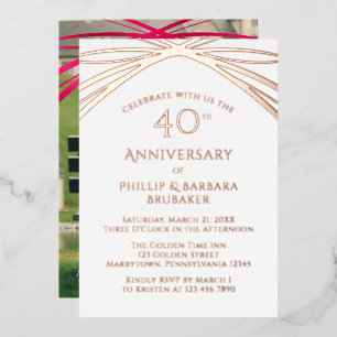 Eleganter Arch Add Foto 40. Hochzeitstag Folieneinladung