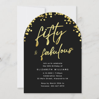 Eleganter Arch Black Fifty und fabelhaft Geburtsta Einladung