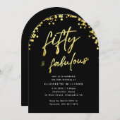 Eleganter Arch Black Fifty und fabelhaft Geburtsta Einladung (Vorne/Hinten)