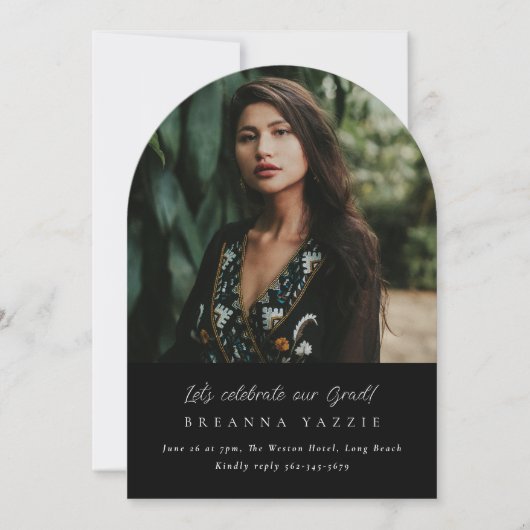 Eleganter Arch Foto Abschluss Einladung (Vorderseite)