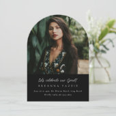 Eleganter Arch Foto Abschluss Einladung (Stehend Vorderseite)