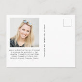 Eleganter Arch Foto Lila Abschluss Ankündigungspostkarte (Rückseite)