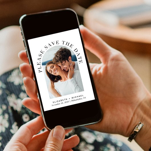 Eleganter Arch Foto QR Code Save The Date