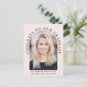 Eleganter Arch Foto Rosa Abschluss Ankündigungspostkarte (Stehend Vorderseite)