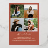 Eleganter Arch Frame 5 Foto Collage Abschluss Real Folieneinladung (Rückseite)