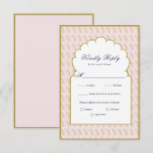 Eleganter Arch Frame Rosa indische Hochzeit RSVP C Karte (Vorne/Hinten)