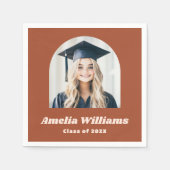 Eleganter arch graduate Foto Retroname Terracotta Serviette (Vorderseite)