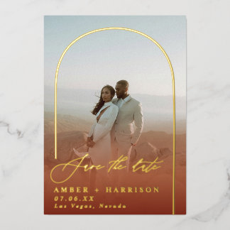 Eleganter Arch Moderne Kalligraphie Save the Date Folieneinladung