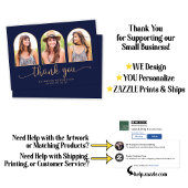 Eleganter Arch Navy Blue Gold 3 Foto Abschluss Dankeskarte