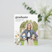Eleganter Arch Wildblume Foto Graduate Abschluss Postkarte (Stehend Vorderseite)