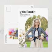 Eleganter Arch Wildblume Foto Graduate Abschluss Postkarte (Vorne/Hinten)