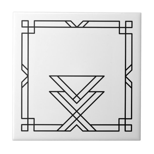 Eleganter Art Deco Einfache geometrische Rahmen Fliese (Vorderseite)