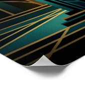 Eleganter Art Deco Frau Gold Silhouette Poster (Ecke)