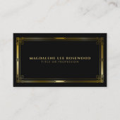 Eleganter Art Deco Gold Rahmen auf schwarz Visitenkarte (Vorderseite)