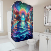 "Eleganter Art Deco Innenpool mit Palmen" Duschvorhang (Beispiel)