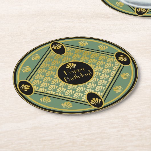 Eleganter Art Deco Lüftermuster Benutzerdefinierte Runder Pappuntersetzer (Angewinkelt)