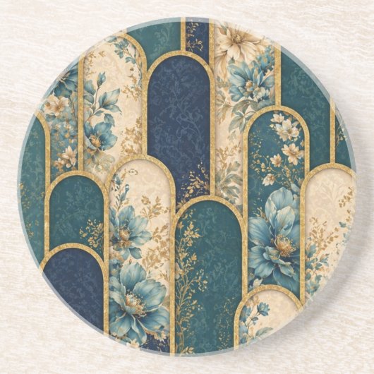 Eleganter Art Deco runder Getränkeuntersetzer (Vorne)