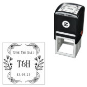 Eleganter Art Deco Save-The-Date-Monogramm Permastempel (Beispiel)