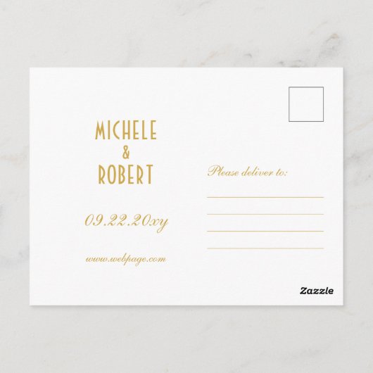 Eleganter Art Deco Schwarzer Rahmen Save the Date Postkarte (Rückseite)