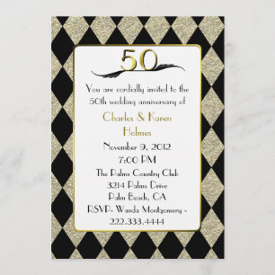 Eleganter Art Deco Stil 50 Jahre Einladung