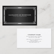 Eleganter Art Deco Weißer Rahmen auf schwarz