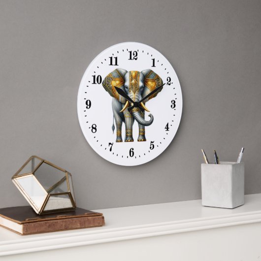 Eleganter Art Deko Elefant Große Wanduhr (Büro)