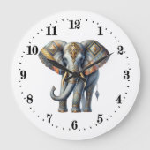 Eleganter Art Deko Elefant Große Wanduhr (Vorderseite)