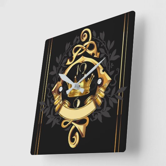 Eleganter Art Deko personalisiert Quadratische Wanduhr (Winkel)