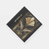 Eleganter Art-Deko schwarze und goldene Serviette (Ecke)