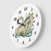 Eleganter Art Deko Swan Große Wanduhr (Winkel)