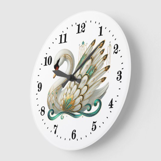 Eleganter Art Deko Swan Große Wanduhr (Winkel)