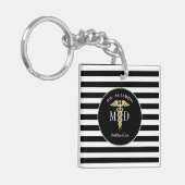 Eleganter Arzt Caduceus Black Personalisiert Schlüsselanhänger (Vorderseite links)