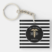 Eleganter Arzt Caduceus Black Personalisiert Schlüsselanhänger (Vorderseite)