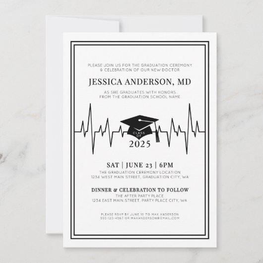 Eleganter Arzt Medical Nursing School Abschluss Einladung (Vorderseite)