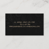 Eleganter, ausgeklügelter schwarzer Damast, Goldra Visitenkarte (Rückseite)
