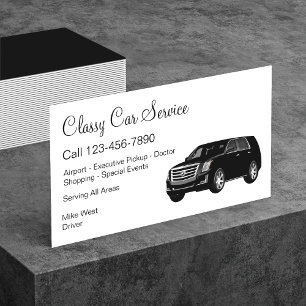 Eleganter Auto-Service- oder Uber-Fahrer-Auftritt Visitenkarte