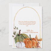 Eleganter Autumn Floral Pumpkin Dankeschön Card Dankeskarte (Rückseite)