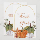 Eleganter Autumn Floral Pumpkin Dankeschön Card Dankeskarte (Vorne/Hinten)