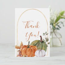 Eleganter Autumn Floral Pumpkin Dankeschön Card