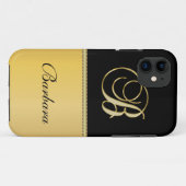 Eleganter "B" Monogramm Personalisierter Name Schw Case-Mate iPhone Hülle (Rückseite (Horizontal))