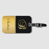 Eleganter "B" Monogramm Personalisierter Name Schw Gepäckanhänger (Vorderseite (Horizontal))