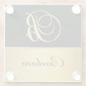 Eleganter "B" Monogramm Personalisierter Name Schw Glasuntersetzer (Rückseite)
