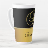 Eleganter "B" Monogramm Personalisierter Name Schw Milchtasse (Linke Ecke)