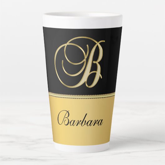 Eleganter "B" Monogramm Personalisierter Name Schw Milchtasse (Vorderseite)