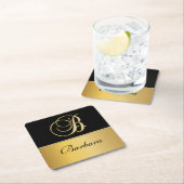 Eleganter "B" Monogramm Personalisierter Name Schw Rechteckiger Pappuntersetzer (Vor Ort)