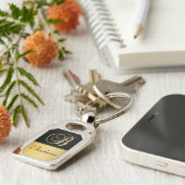 Eleganter "B" Monogramm Personalisierter Name Schw Schlüsselanhänger (Seite)