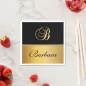 Eleganter "B" Monogramm Personalisierter Name Schw Serviette (Beispiel)