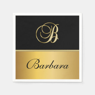 Eleganter "B" Monogramm Personalisierter Name Schw Serviette